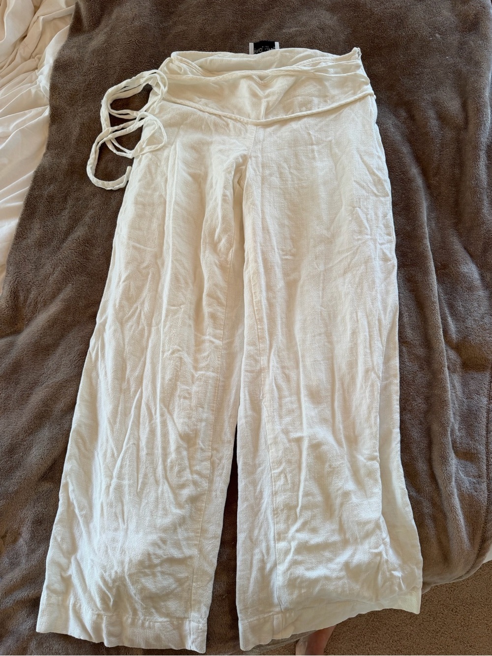 Princess Polly Cream Wide-Leg Linen Versatile Dress or Lounge Pants